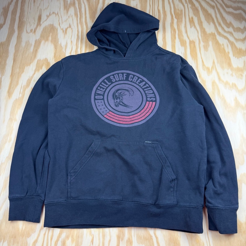 ONeill Surf Creations Black Graphic Hoodie Mens Large Fleece Pullover